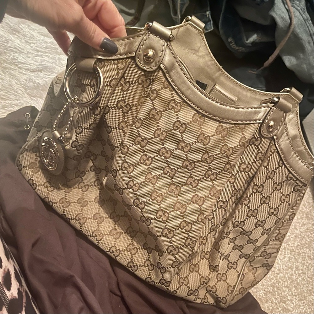 Gucci Monogram Sukey Tote Gold